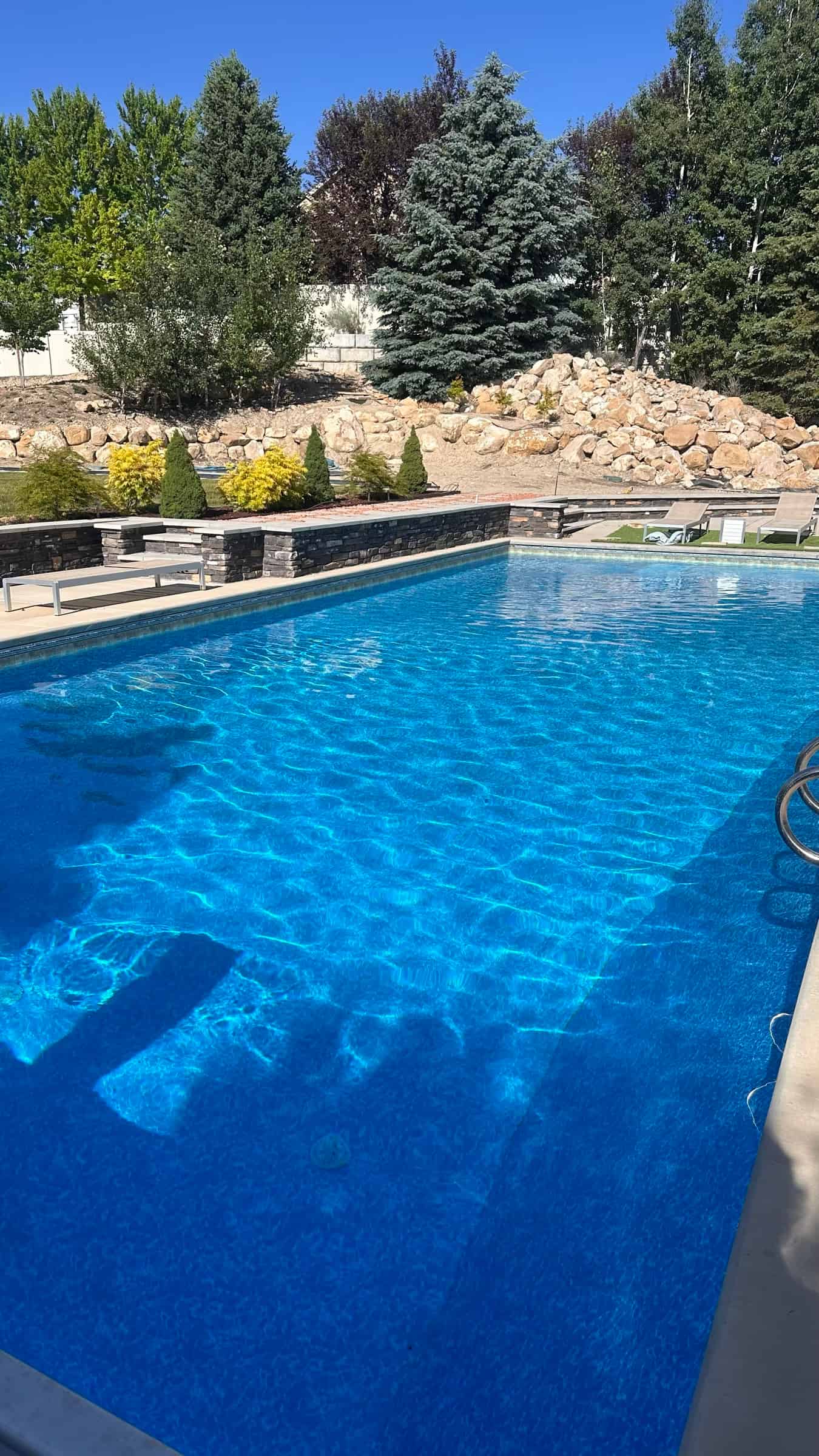 Crystal clear rippling pool water